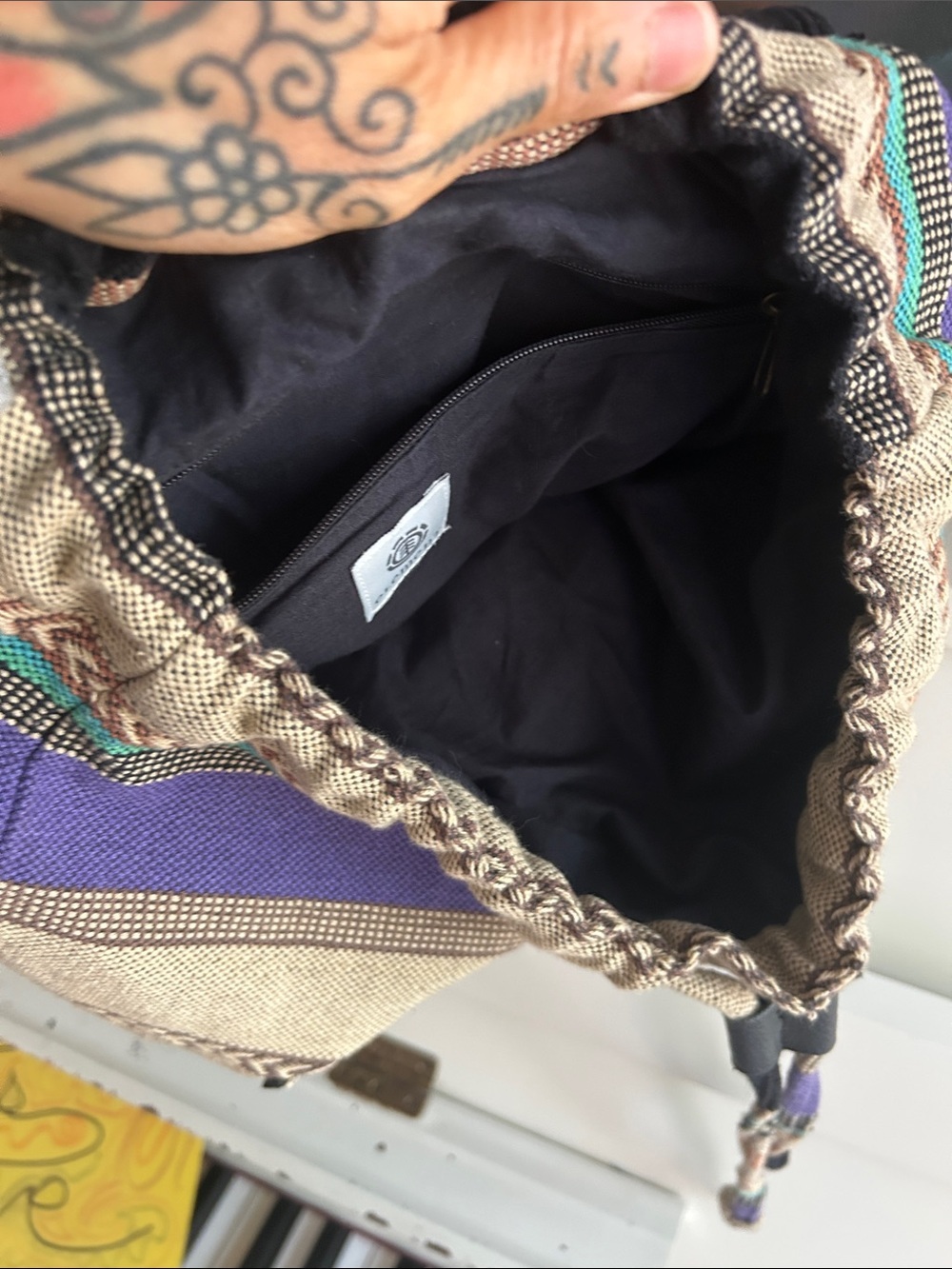 Element Multicolor Striped Drawstring Backpack with Black Flap - Picture 10 of 12